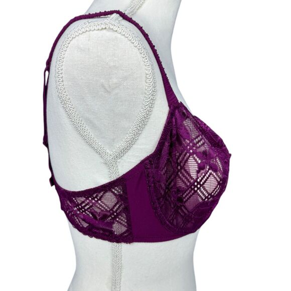 Simone Pérèle Victoire Sheer Demi In Syrah Women's Size 36E - Picture 3 of 16